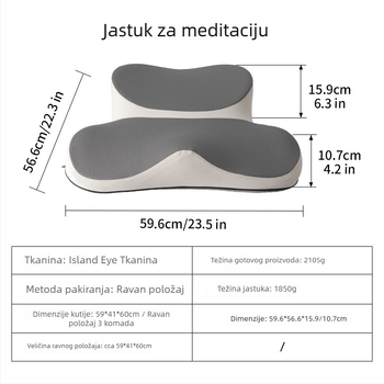 Jastučnica za meditaciju za sjedenje prekriženih nogu, prijenosna i debela, ergonomska, punjenje od memorijske pjene i poliester navlaka