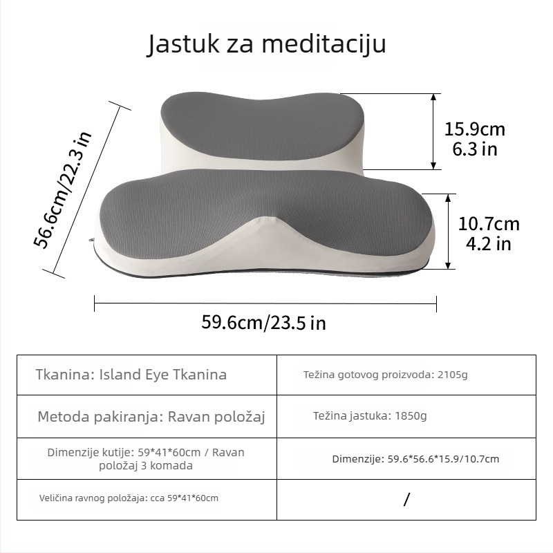 Jastučnica za meditaciju za sjedenje prekriženih nogu, prijenosna i debela, ergonomska, punjenje od memorijske pjene i poliester navlaka