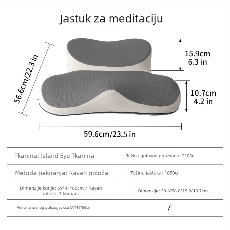 Jastučnica za meditaciju za sjedenje prekriženih nogu, prijenosna i debela, ergonomska, punjenje od memorijske pjene i poliester navlaka
