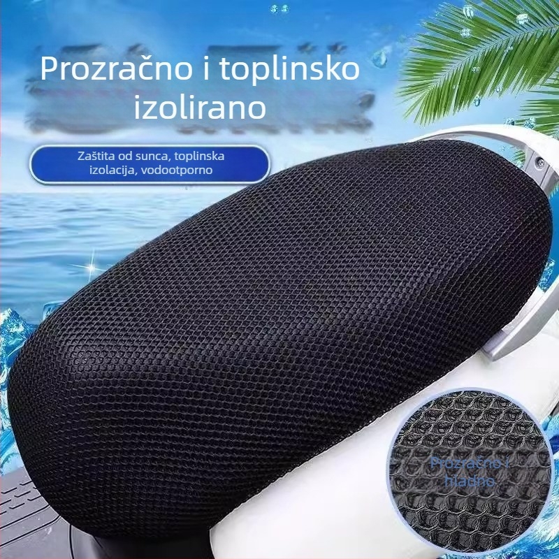 Navlaka za sjedalo za električna vozila i motocikle – Materijal: vlakno, Vodootporna, Prozračna mreža s heksagonalnim ćelijama, Za sve sezone