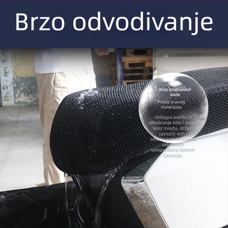 Navlaka za sjedalo za električna vozila i motocikle – Materijal: vlakno, Vodootporna, Prozračna mreža s heksagonalnim ćelijama, Za sve sezone