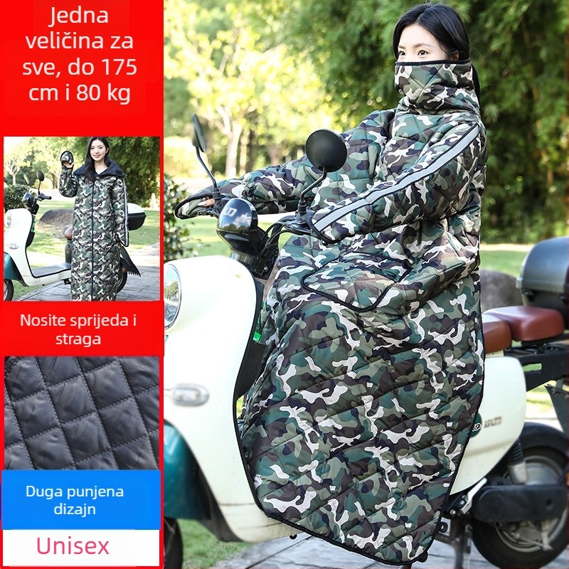 Zimski windproof kaput za motocikle i električna vozila – vodootporan, poliester, topao, unisex za odrasle