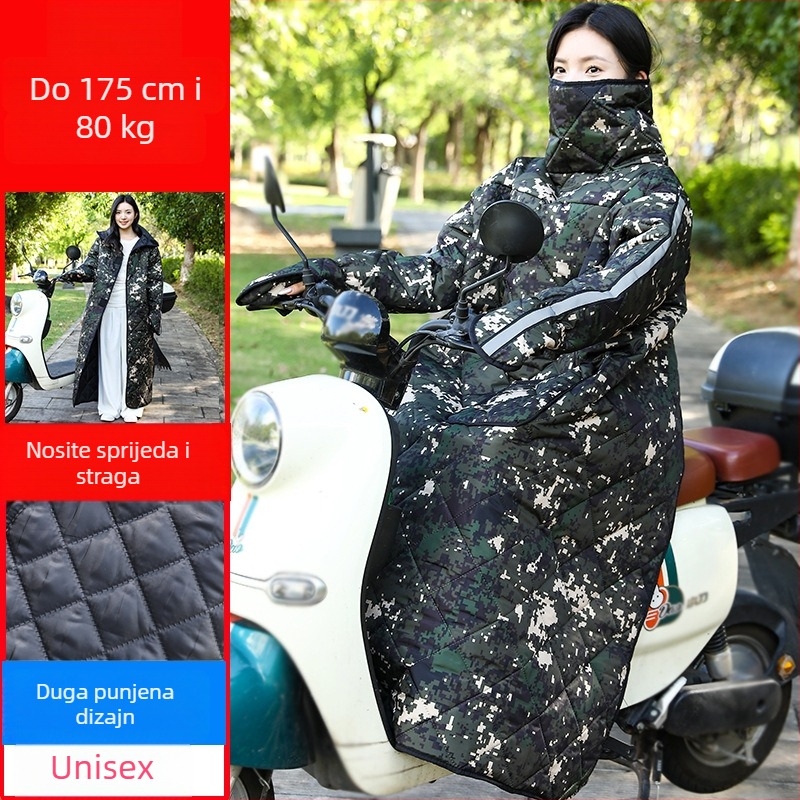 Zimski windproof kaput za motocikle i električna vozila – vodootporan, poliester, topao, unisex za odrasle