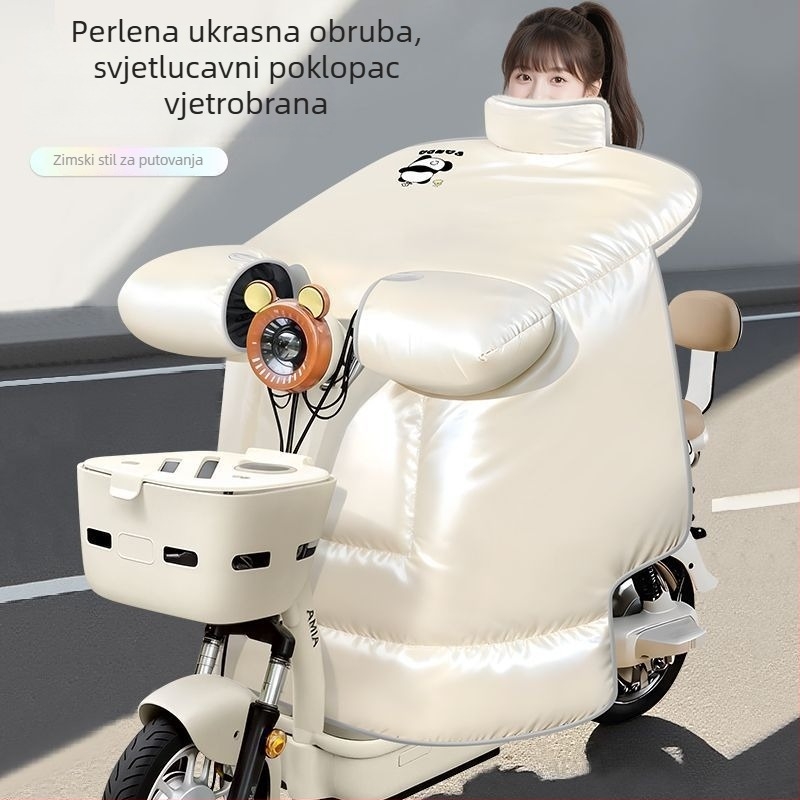 Flisom podstavljeno zaštitno pokrivalo za električna vozila — vodootporno, toplo, za sve sezone; pogodno za motocikle i tricikle