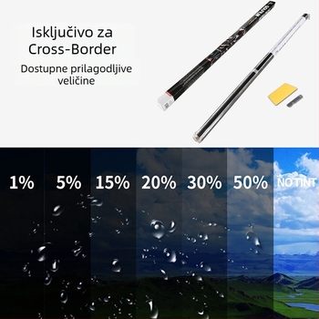 Automobilski prozorski film za toplinsku izolaciju, PET, debljina 2 mil, širina 30–150 cm, propusnost svjetla 1–70%, UV blokiranje >90%
