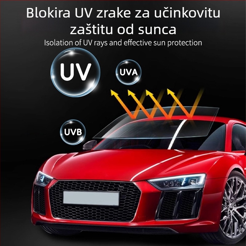 Automobilski prozorski film za toplinsku izolaciju, PET, debljina 2 mil, širina 30–150 cm, propusnost svjetla 1–70%, UV blokiranje >90%