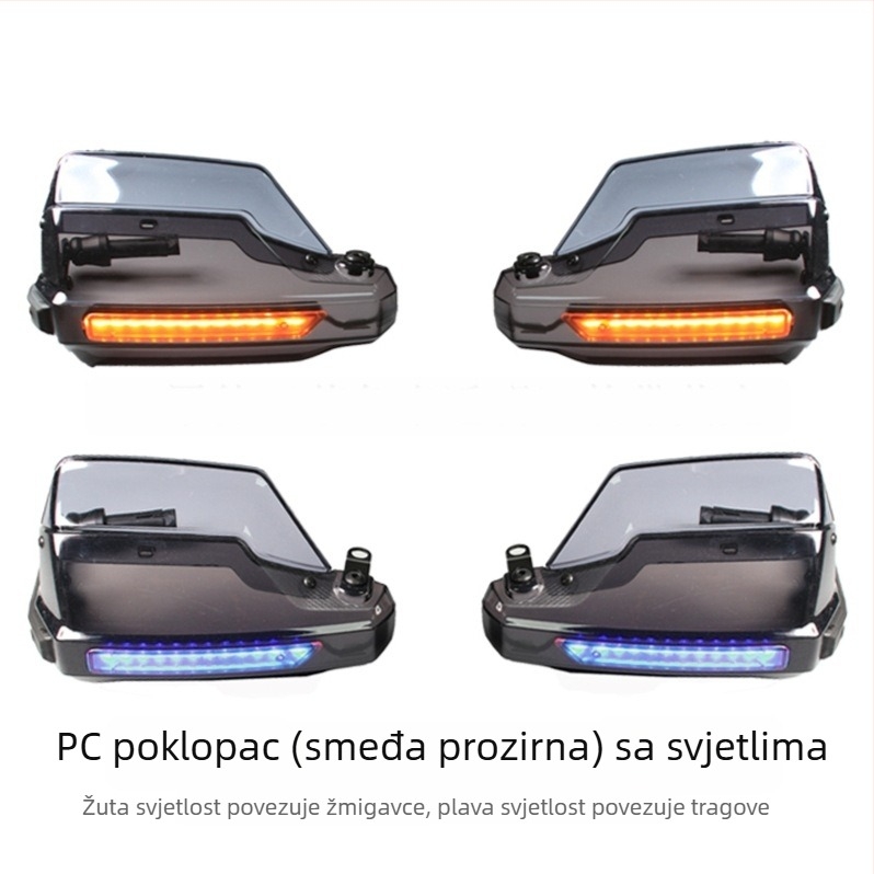 Štitnici za ruke na motociklu s LED svjetlima i vjetrobranom na upravljaču