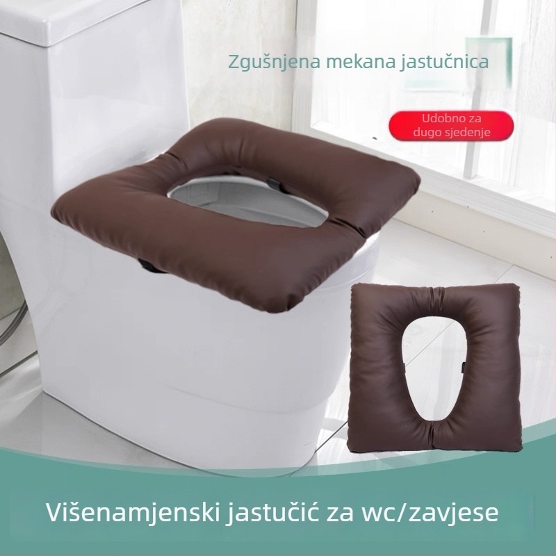 Hemoroideji prilagođena vodootporna udobna jastučnica za duže sjedenje, pogodna za toaletnu sjedalic u kupaonici — kožna navlaka, PP pamuk punjenje, moderan minimalistički stil