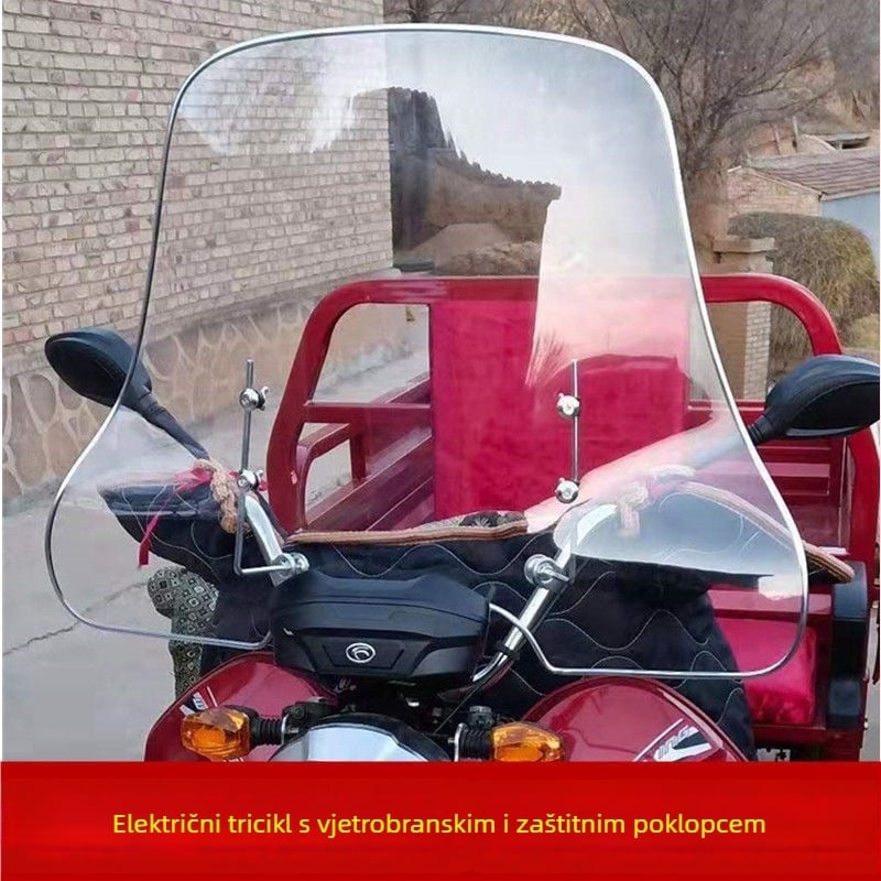 Univerzalno prednje vjetrobransko staklo za motocikle, električne skutere i tricikle — otporno na habanje, Model: Univerzalno prednje staklo, Stil: Vjetrobran
