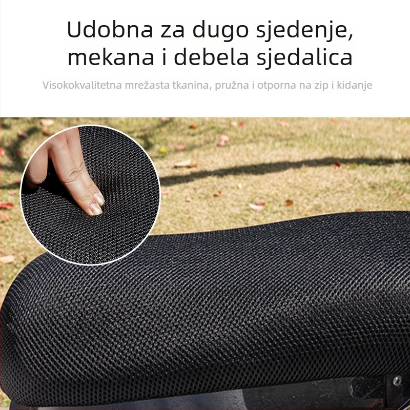 Univerzalna 3D mrežasta jastučnica za sjedalo za električna bicikla i motocikle, prozračna, vodootporna, debeli izolacijski sloj, punjenje od bambusovog ugljena