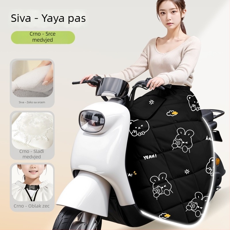 Vjetrozaštitna suknja za električna vozila – fleece podstava, PVC + pamučni velur, zimsko grijanje, ručno odvojiva, pogodna za tricikl, motocikl i električni automobil