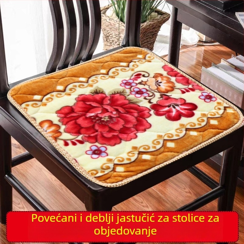 Jastuk za stolicu od pliša, modernog minimalističkog stila, s uzorkom biljaka i cvijeća; punjenje od poliesterskih vlakana; pogodna za ured, restoran i komercijalne prostore.