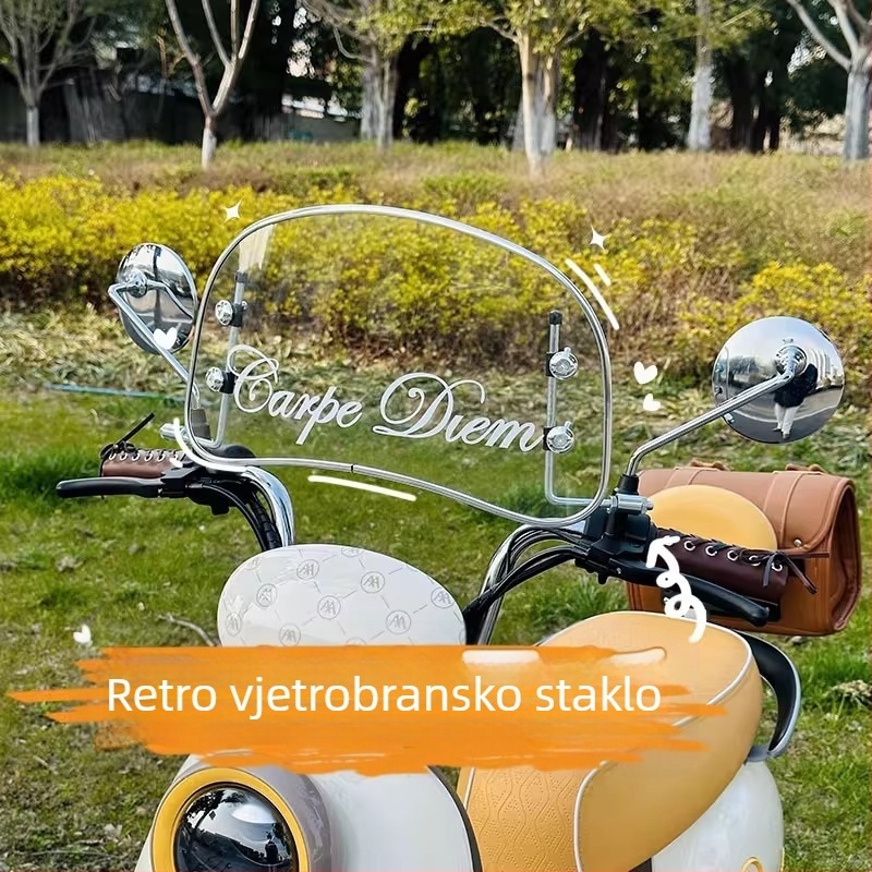 Vintage PMMA prednje vjetrobransko staklo za motocikle i skutere, univerzalna kompatibilnost, prilagodljivo