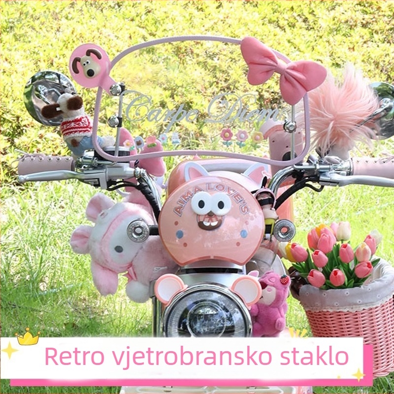 Vintage PMMA prednje vjetrobransko staklo za motocikle i skutere, univerzalna kompatibilnost, prilagodljivo