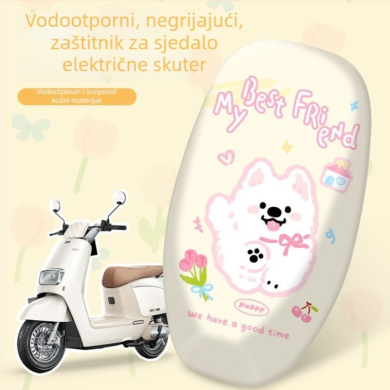 Navlaka za sjedalo za motocikl i električni bicikl — vodootporna, UV zaštita, dekorativni motiv psa — Materijal: PU; Punilo: Drugo; Značka: Dou dou