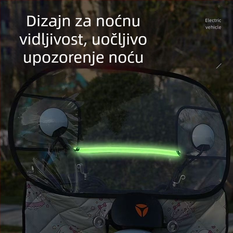 Sklopivi prednji štitnik za električni skuter i motocikl, PVC, HD prozirnost, kompatibilan s retrovizorima