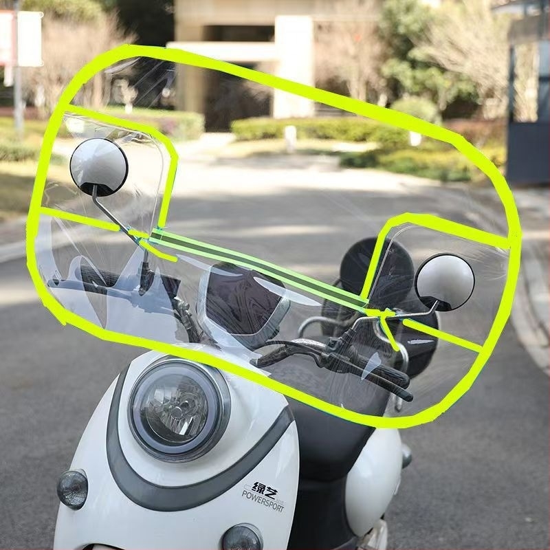 Sklopivi prednji štitnik za električni skuter i motocikl, PVC, HD prozirnost, kompatibilan s retrovizorima