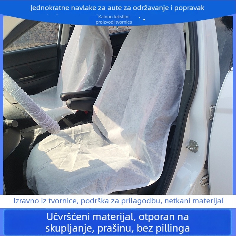Trodjelni jednokratni set navlaka za sjedalice i navlaku za volan od netkanog materijala, univerzalna prilagodba, zaštita od prašine i prljavštine