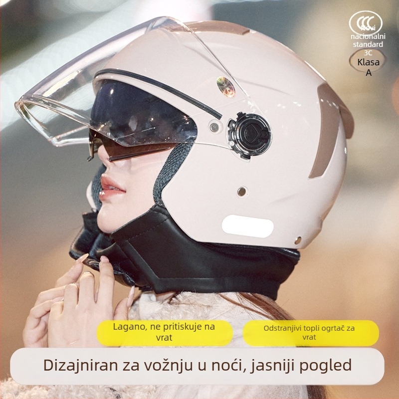 Ženska kaciga za električni motocikl, 3/4 otvorena, ABS, zimska upotreba, 3C certificirana