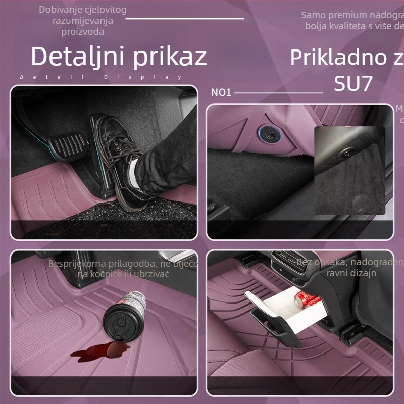 TPE injekcijski oblikovane auto prostirke za Xiaomi SU7/YU7 – potpuno pokrivanje unutarnjih prostora