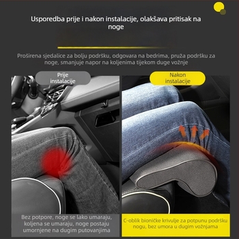 Podložak za noge automobil i produženi jastuk sjedala – ventilacija, ploski stil, lagani luksuz, punilo od sintetičkih vlakana, površina od poliestera, pogodno za sve sezone