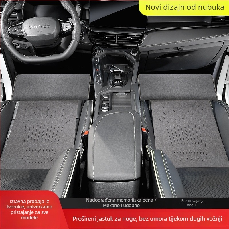 Podložak za noge automobil i produženi jastuk sjedala – ventilacija, ploski stil, lagani luksuz, punilo od sintetičkih vlakana, površina od poliestera, pogodno za sve sezone