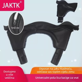 Kaciga za motocikl s integriranim šalom i zaštitom za uši; kompatibilna s punom i otvorenom kacigom; odvojiva topla podstava; zimski dodatak; univerzalna prilagodba