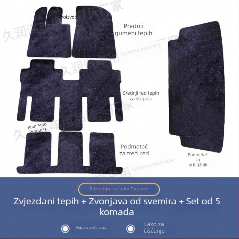 Tepih za prtljažnik sa zvjezdanim nebom - velur materijal, velurovi jastučići za stopala, marka Long Lasting