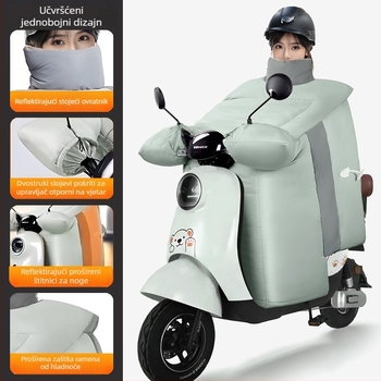 Zimska navlaka za vjetrobran motocikla, tricikla i električno vozilo; materijal: poliester svila; vodootporno; tisk logotipa; prilagodba dostupna.