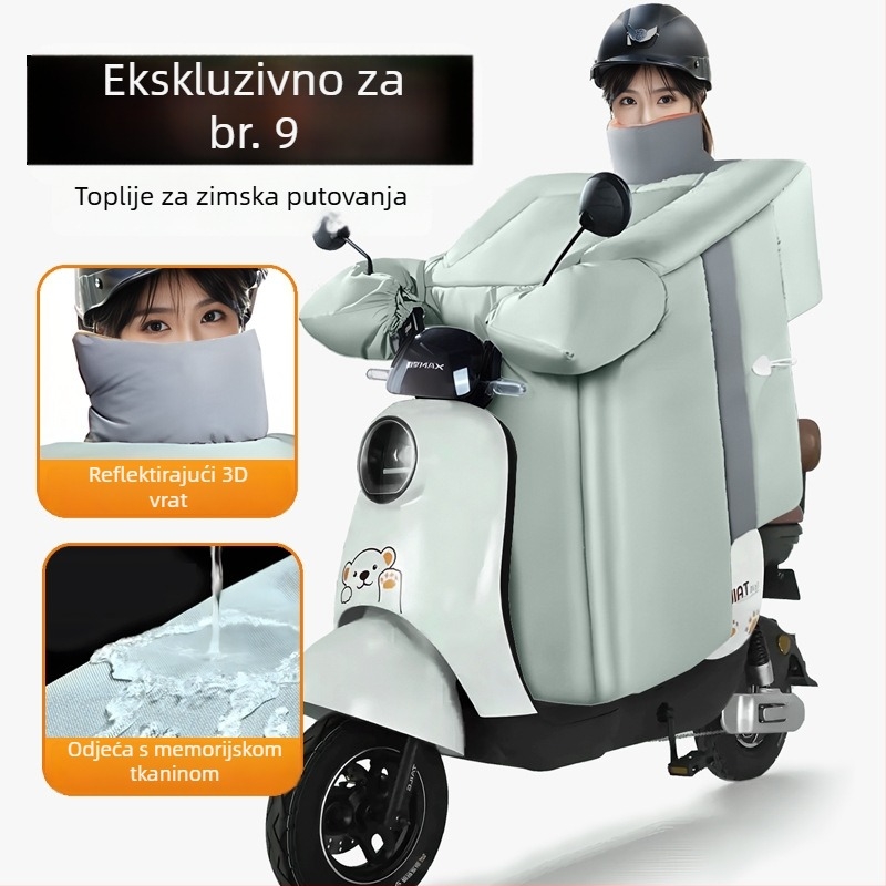 Zimska navlaka za vjetrobran motocikla, tricikla i električno vozilo; materijal: poliester svila; vodootporno; tisk logotipa; prilagodba dostupna.
