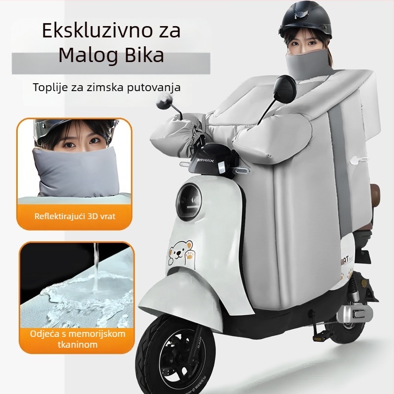 Zimska navlaka za vjetrobran motocikla, tricikla i električno vozilo; materijal: poliester svila; vodootporno; tisk logotipa; prilagodba dostupna.