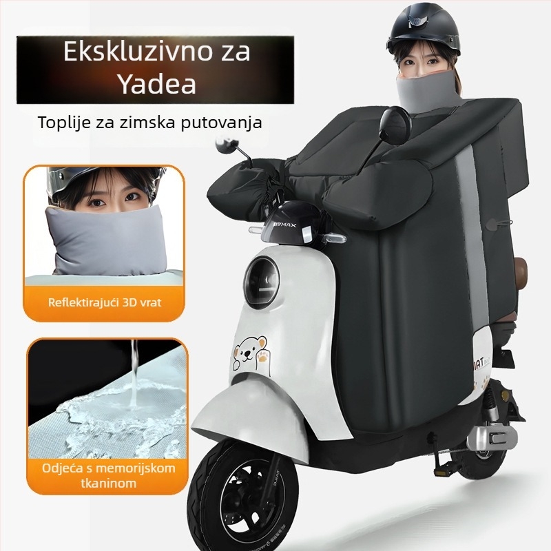 Zimska navlaka za vjetrobran motocikla, tricikla i električno vozilo; materijal: poliester svila; vodootporno; tisk logotipa; prilagodba dostupna.