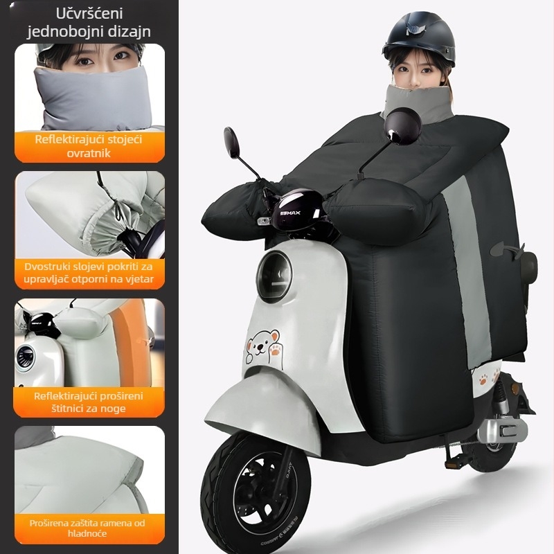 Zimska navlaka za vjetrobran motocikla, tricikla i električno vozilo; materijal: poliester svila; vodootporno; tisk logotipa; prilagodba dostupna.