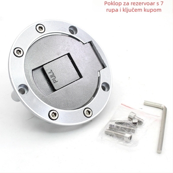 Poklopac spremnika motocikla s 7 rupa - kružni, nehrđajući čelik, OEM MXHK