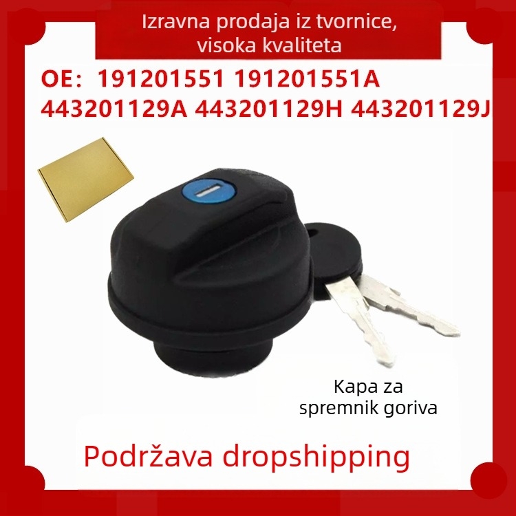 Poklopac spremnika goriva s dva ključa, kompatibilan s Volkswagen i Audi, dijelovi brojevi 191201551, 447201129, 533201551, 533