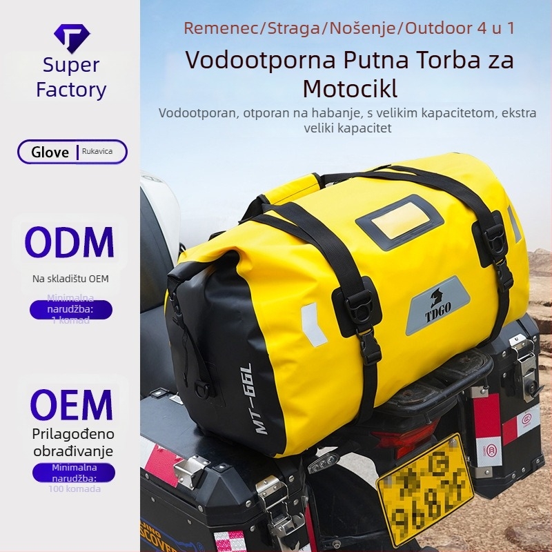 Prilagodljiva vodootporna torba za motocikl za biciklizam i putovanja motociklom, TDGO model 405, kompatibilna s motociklima i skuterima