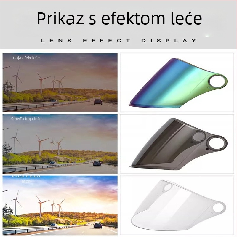 Maska za vizir kacige s UV zaštitom, anti-fog, HD vjetrobran — univerzalni dodatak za kacigu motocikla, marka Snow Shadow Maple Bridge, model 1212