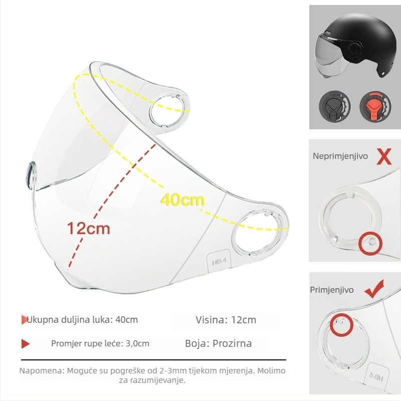 Maska za vizir kacige s UV zaštitom, anti-fog, HD vjetrobran — univerzalni dodatak za kacigu motocikla, marka Snow Shadow Maple Bridge, model 1212