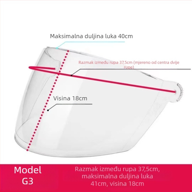 Vizir kacige za motocikl PC/PET, zaštita od sunca i vjetra, model mali otvor A1/A2/A3