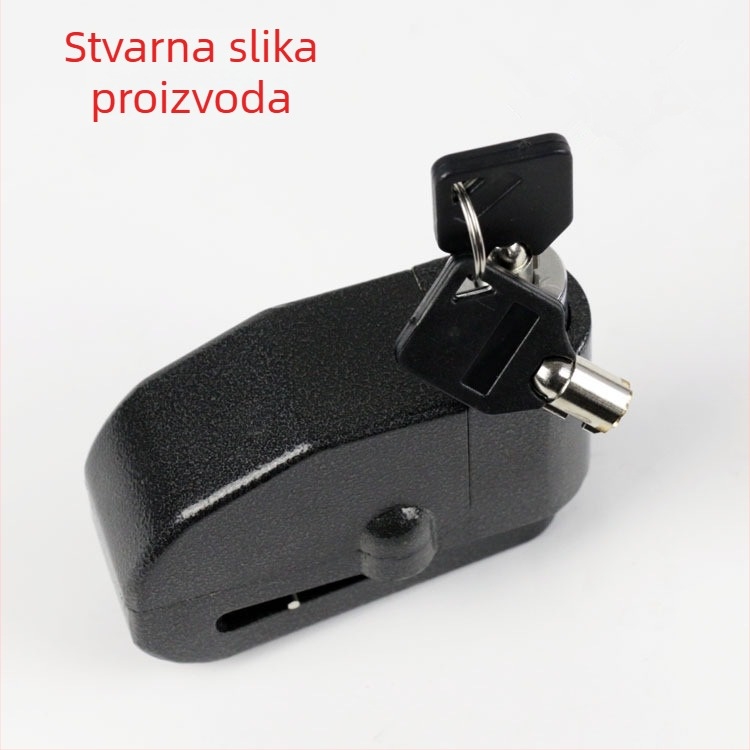 Alarmni blokada za motocikl - aluminijska i cinkova legura; univerzalna za motocikle i bicikle; Težina 0,35
