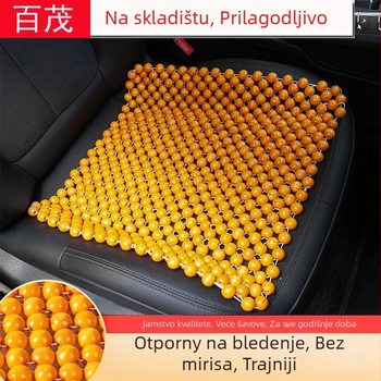 Bymaocar jastuk za sjedenje automobila s drvenim perlicama, cjelogodišnja ventilacija, bez punila