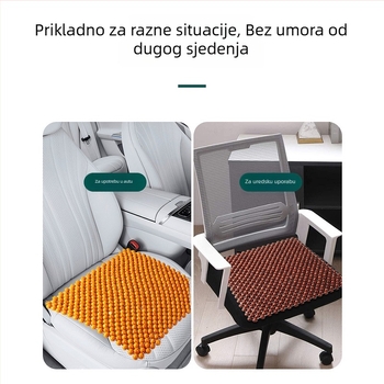 Bymaocar jastuk za sjedenje automobila s drvenim perlicama, cjelogodišnja ventilacija, bez punila