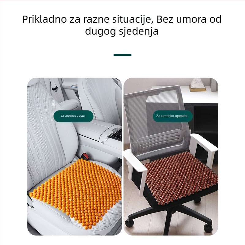 Bymaocar jastuk za sjedenje automobila s drvenim perlicama, cjelogodišnja ventilacija, bez punila
