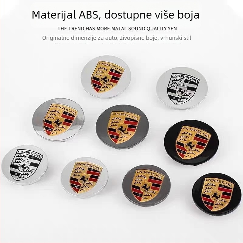 Logo središnjeg poklopca kotača Porsche – plastika, univerzalna kompatibilnost Macan i Panamera, artikl 867294120050