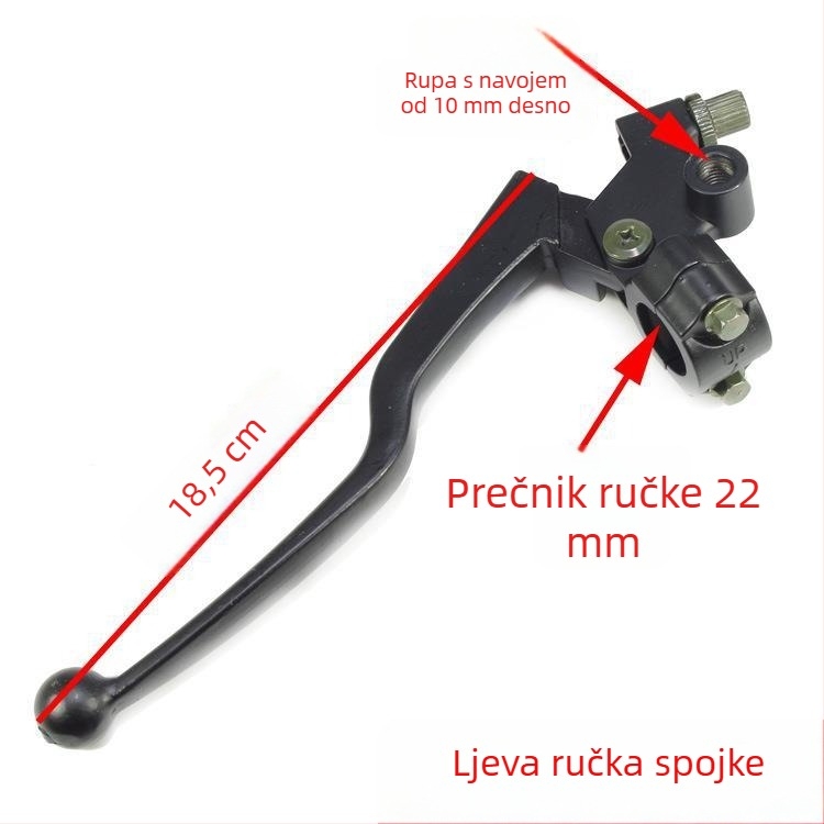 Okvir upravljača motocikla s lijevom ručkom spojke i desnom ručkom kočnice, marka Dinosaur Cow, model Handlehold, materijal Drugo, prilagođavanje Da