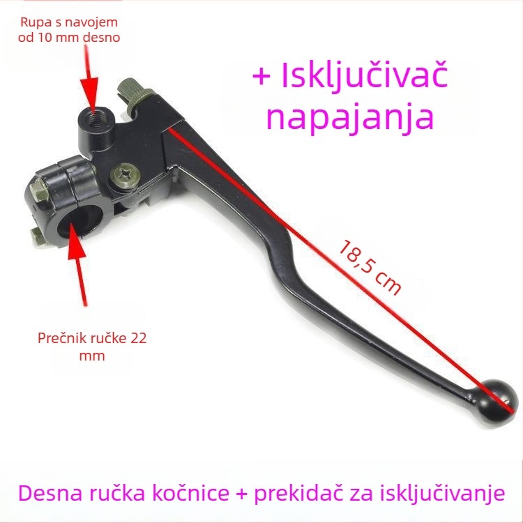 Okvir upravljača motocikla s lijevom ručkom spojke i desnom ručkom kočnice, marka Dinosaur Cow, model Handlehold, materijal Drugo, prilagođavanje Da