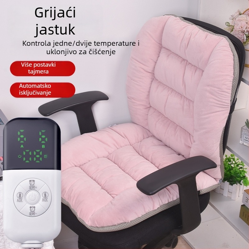 Zimski električno grijana podloga za uredsku stolicu s podrškom za leđa i lumbalnu potporu, integrirana debela podloga za sjedenje