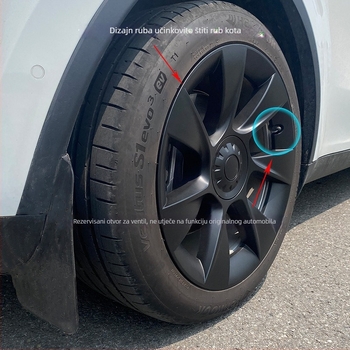 Poklopac hub Tesla Model Y, 19 inča, potpuno pokrivanje, 7 šipki, navigacijski stil, zaštitni prsten kotača