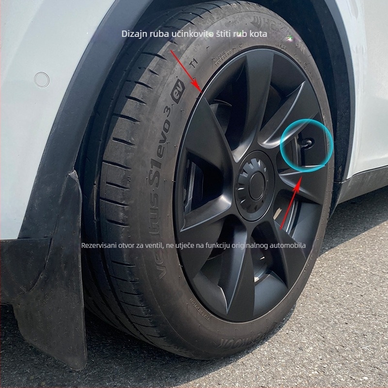 Poklopac hub Tesla Model Y, 19 inča, potpuno pokrivanje, 7 šipki, navigacijski stil, zaštitni prsten kotača
