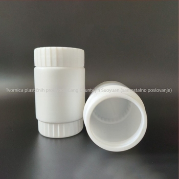 Plastična boca s širokim otvorom za pakiranje poljoprivrednih kemikalija; promjer 34 mm; debljina stijenke 1 mm; poklopac protiv krađe.